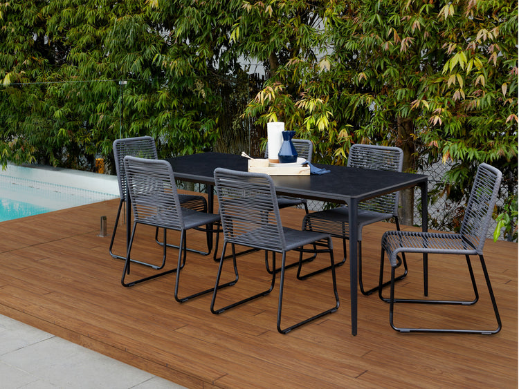Magnate Dining Table Grey Stone Ceramic