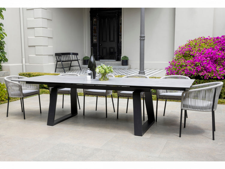 Baluga Extension Dining Table Andesite Ceramic