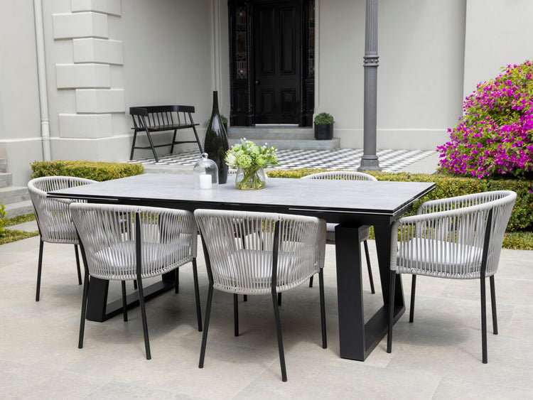 Baluga Extension Dining Table Andesite Ceramic