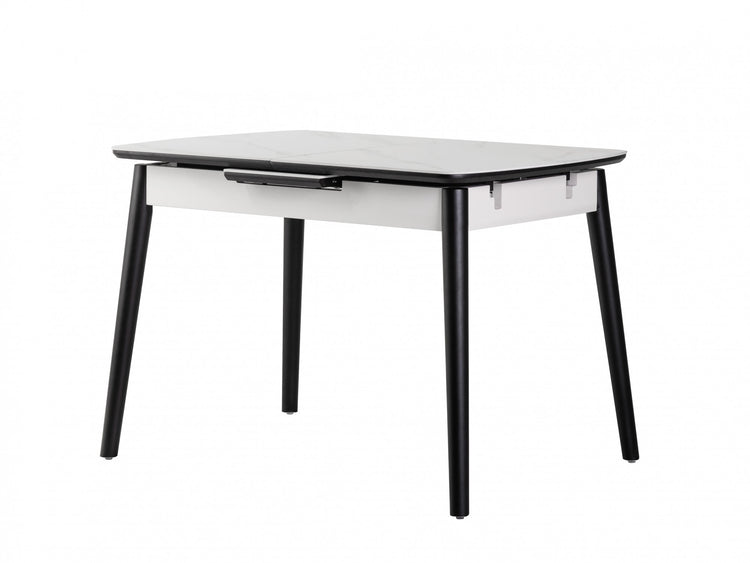 Mila Extension Dining Table Snow White Ceramic