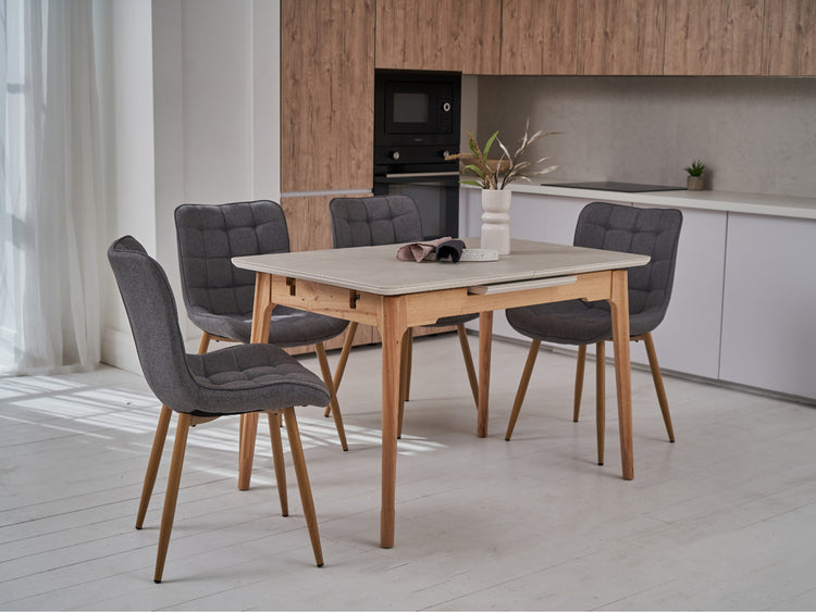 Norway Extension Dining Table Light Grey Ceramic