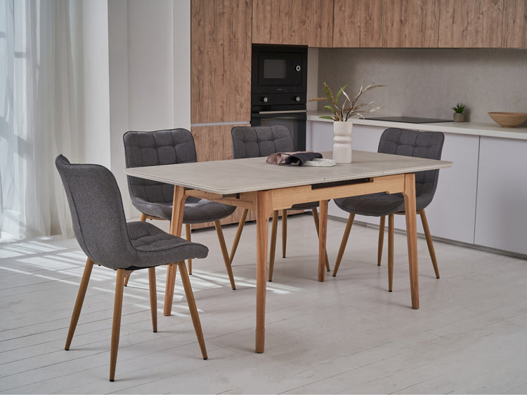 Norway Extension Dining Table Light Grey Ceramic