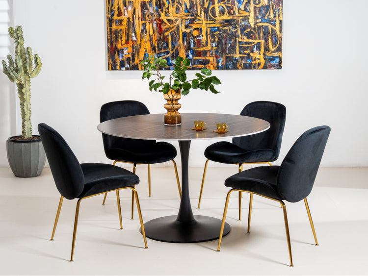 Scandi Large Dining Table Black Sand