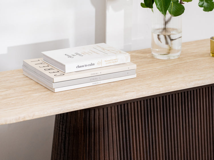 Crete Console Table Travertine