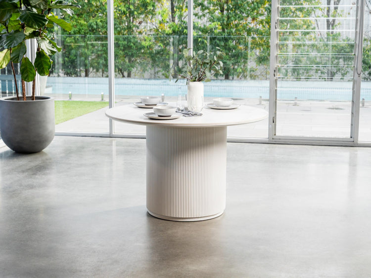Windsor Dining Table Snow White Ceramic