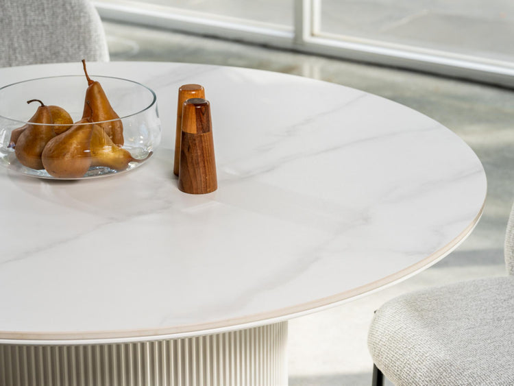 Windsor Dining Table Snow White Ceramic