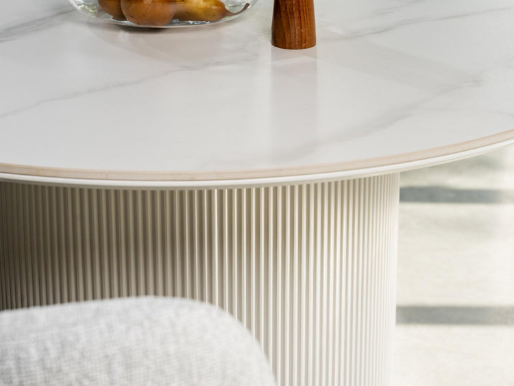 Windsor Dining Table Snow White Ceramic