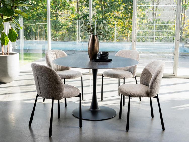 Scandi Large Dining Table Black Sand