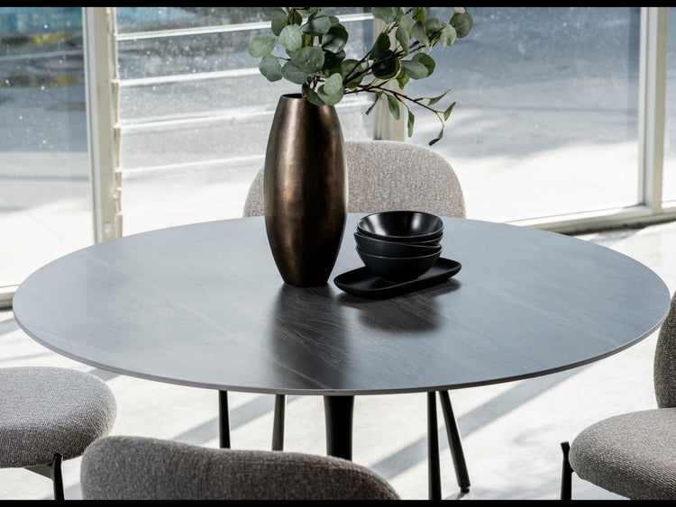 Scandi Large Dining Table Black Sand