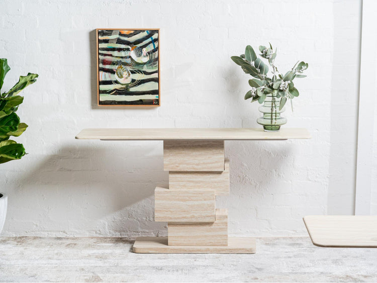 Eros Console Table White Travertine
