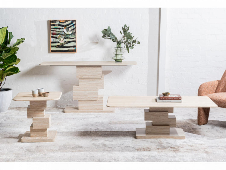 Eros Console Table White Travertine