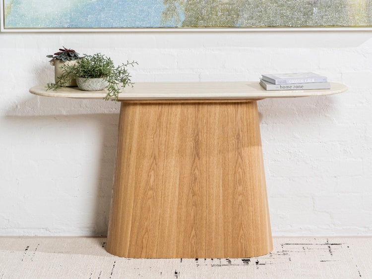 Waverley Console Table White Travertine