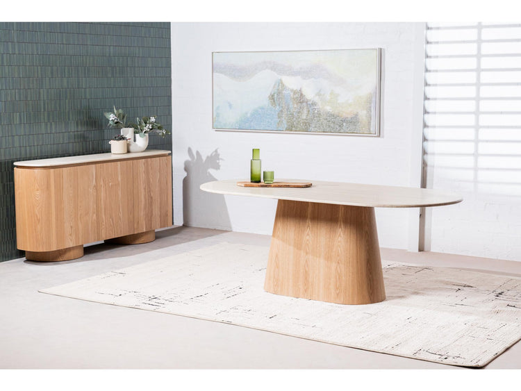 Waverley Dining Table White Travertine