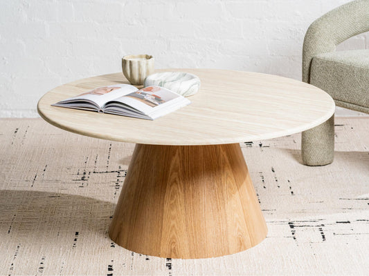 Waverley Round Coffee Table White Travertine