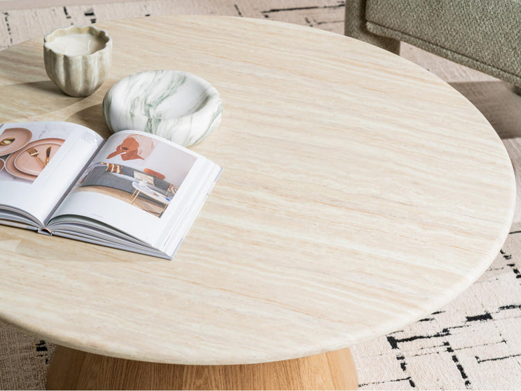 Waverley Round Coffee Table White Travertine