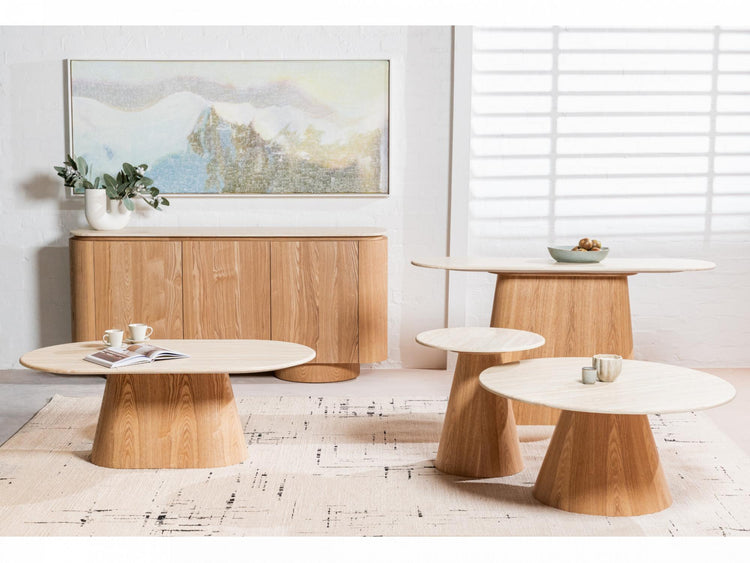 Waverley Round Coffee Table White Travertine