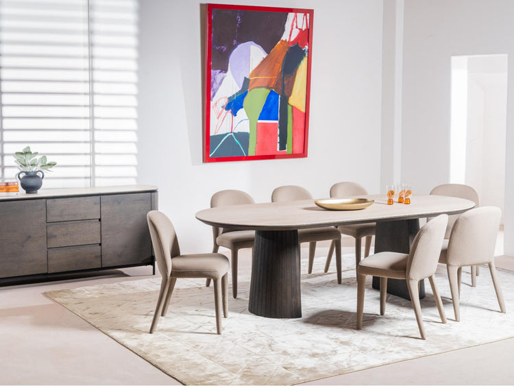 Sorrento Large Dining Table Bisque / Coffee