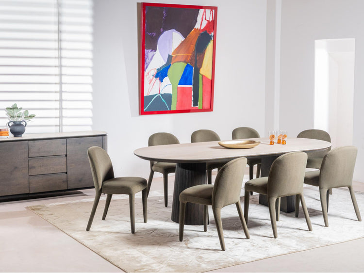 Sorrento Large Dining Table Bisque / Coffee