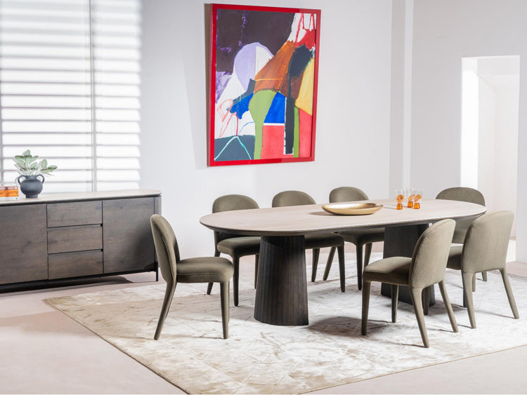 Sorrento Large Dining Table Bisque / Coffee