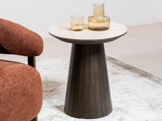 Sorrento Side Table Bisque / Coffee