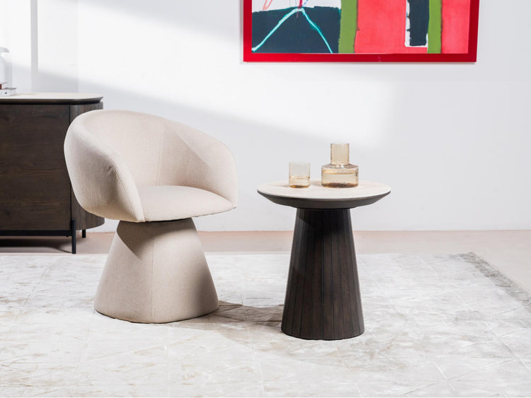 Sorrento Side Table Bisque / Coffee