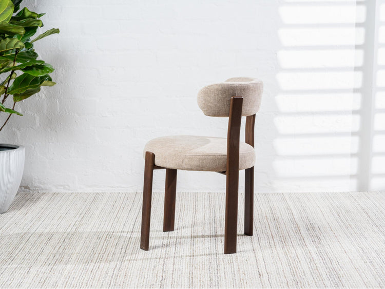 Carmo Dining Chair Beige/ Walnut Set of 2