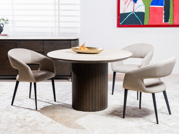 Sorrento Round Dining Table Bisque / Coffee