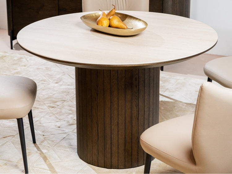 Sorrento Round Dining Table Bisque / Coffee