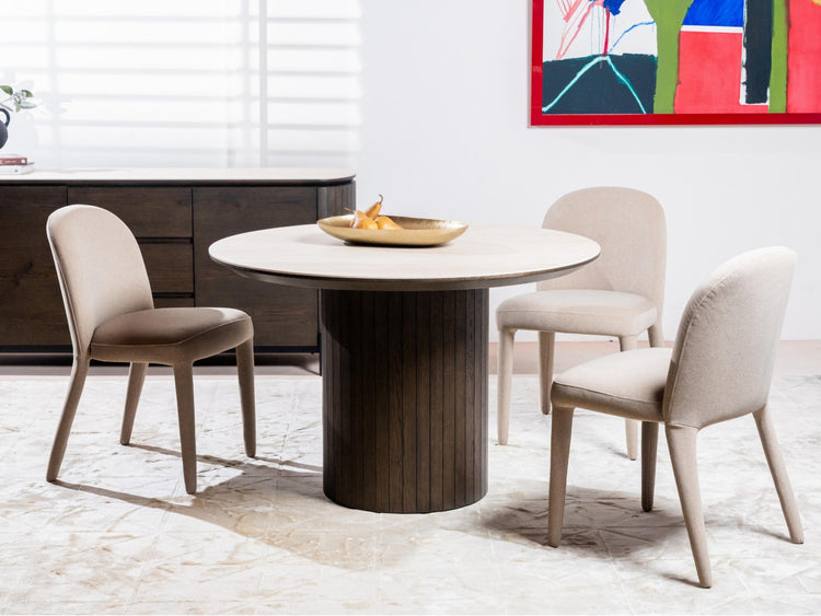 Sorrento Round Dining Table Bisque / Coffee