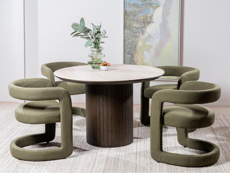 Sorrento Round Dining Table Bisque / Coffee