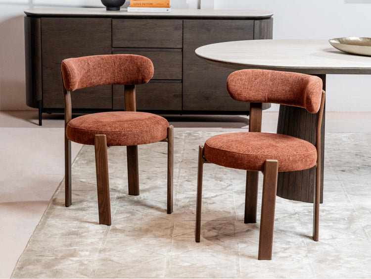 Carmo Dining Chair Rust/ Walnut Set of 2