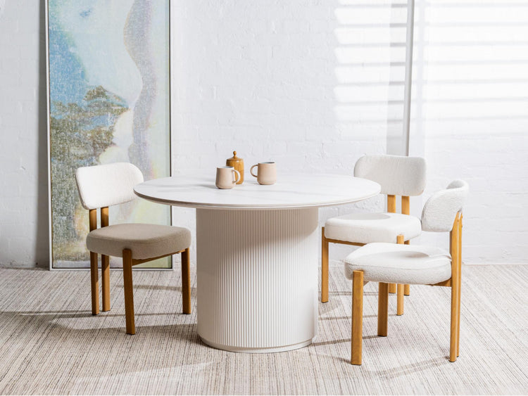 Windsor Dining Table Snow White Ceramic