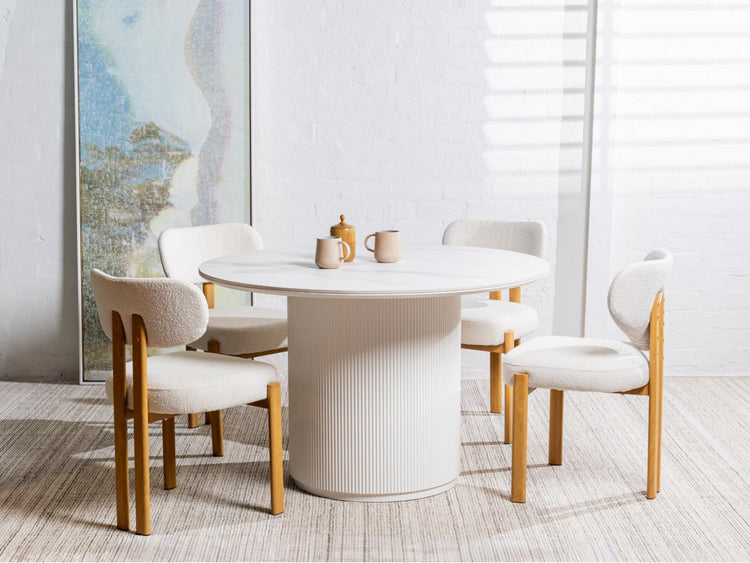 Windsor Dining Table Snow White Ceramic