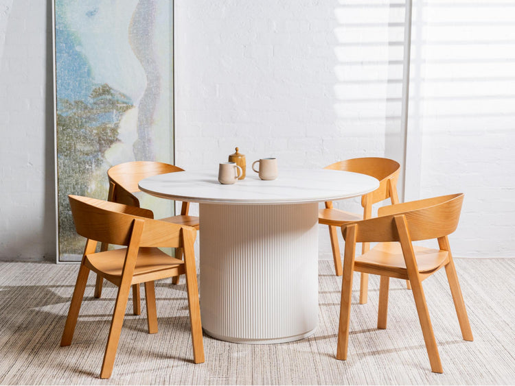Windsor Dining Table Snow White Ceramic