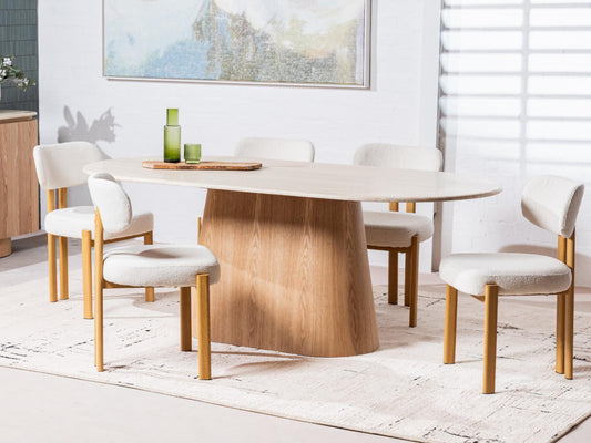 Waverley Large Dining Table White Travertine