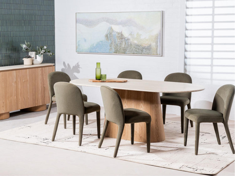 Waverley Large Dining Table White Travertine