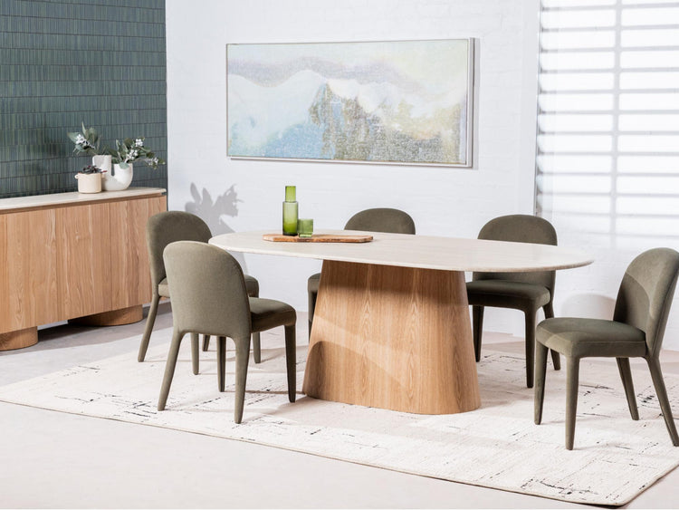 Waverley Large Dining Table White Travertine
