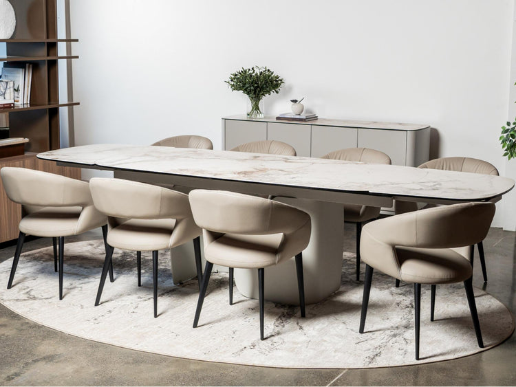 Messina Extension Dining Table Milan White Marble