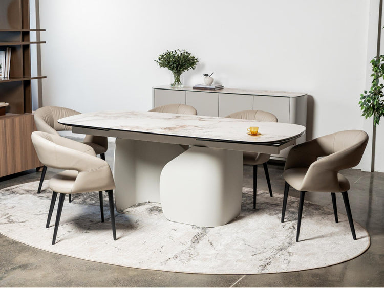 Messina Extension Dining Table Milan White Marble
