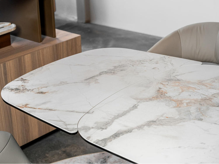 Messina Extension Dining Table Milan White Marble