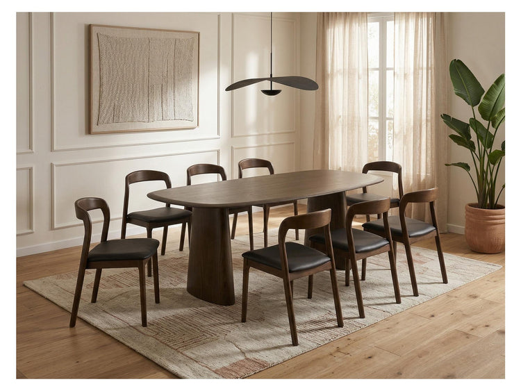 Inari Dining Chair Walnut / Black PU Set of 2