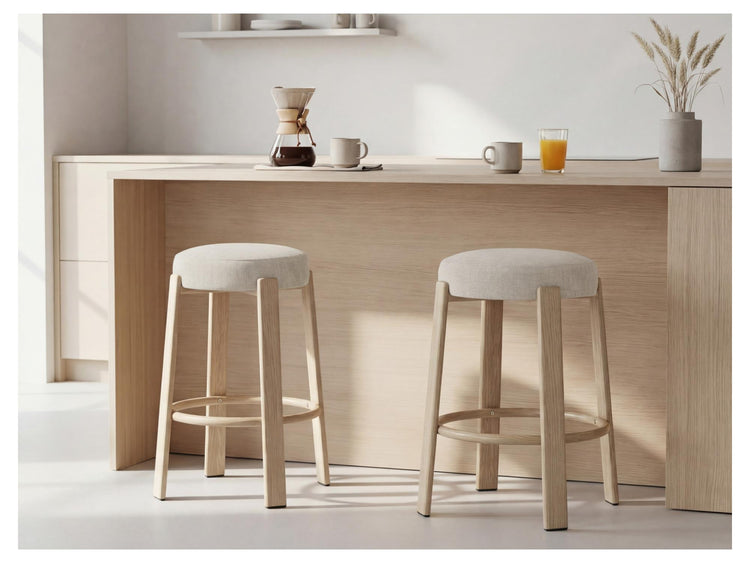 Bergen Bar Stool Beige/ Natural Set of 2