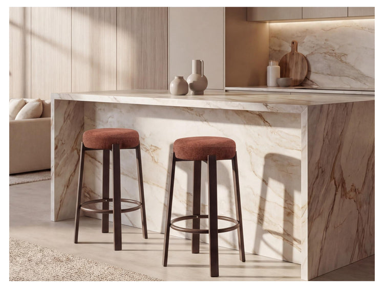 Bergen Bar Stool Rust / Walnut Set of 2