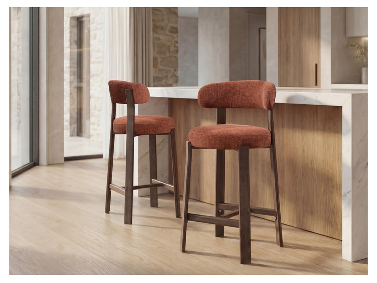 Avila Bar Stool Rust / Walnut Set of 2