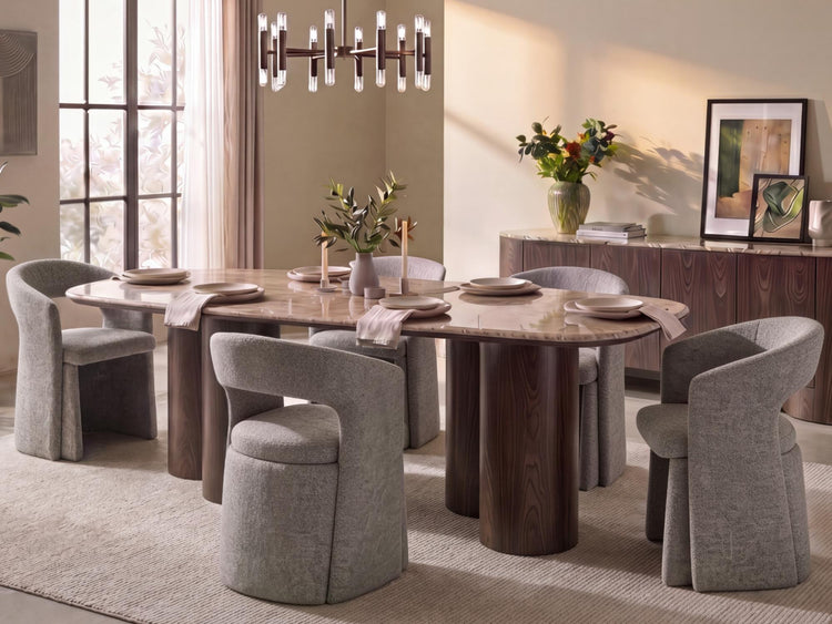 Spoleto Dining Table Dark Emparador / Dark Walnut