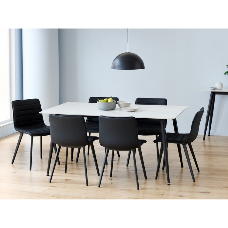 Bentley Dining Table Snow White Ceramic - top view