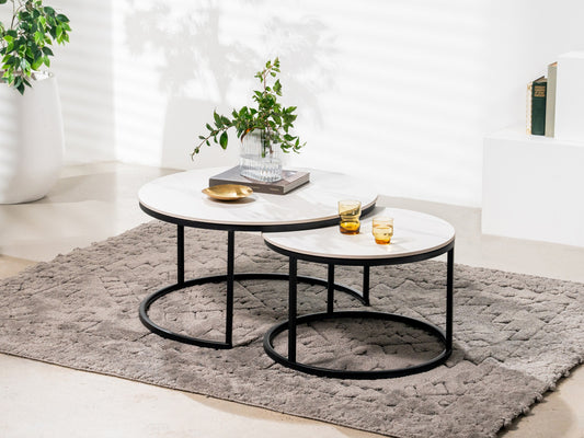 Snow Coffee Table Set Snow White Ceramic