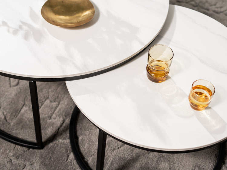 Snow Coffee Table Set Snow White Ceramic
