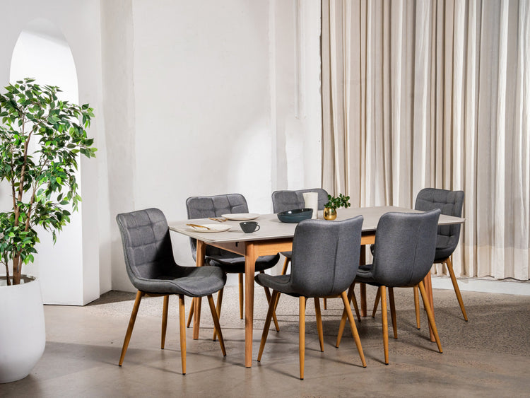 Norway Extension Dining Table Light Grey Ceramic