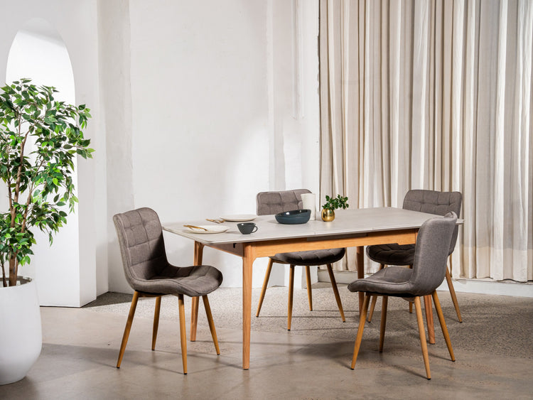 Norway Extension Dining Table Light Grey Ceramic